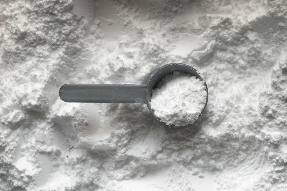 Fine white mineral powder such as calcium carbonate